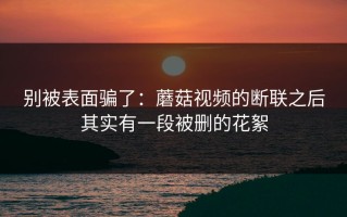 别被表面骗了：蘑菇视频的断联之后其实有一段被删的花絮