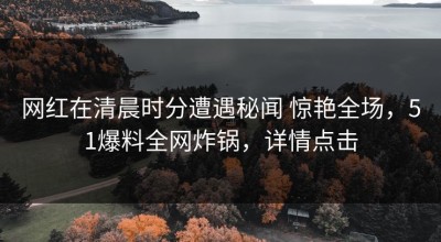 网红在清晨时分遭遇秘闻 惊艳全场，51爆料全网炸锅，详情点击