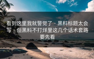 看到这里我就警觉了 · 黑料标题太会写 · 但黑料不打烊里这几个话术套路要先看